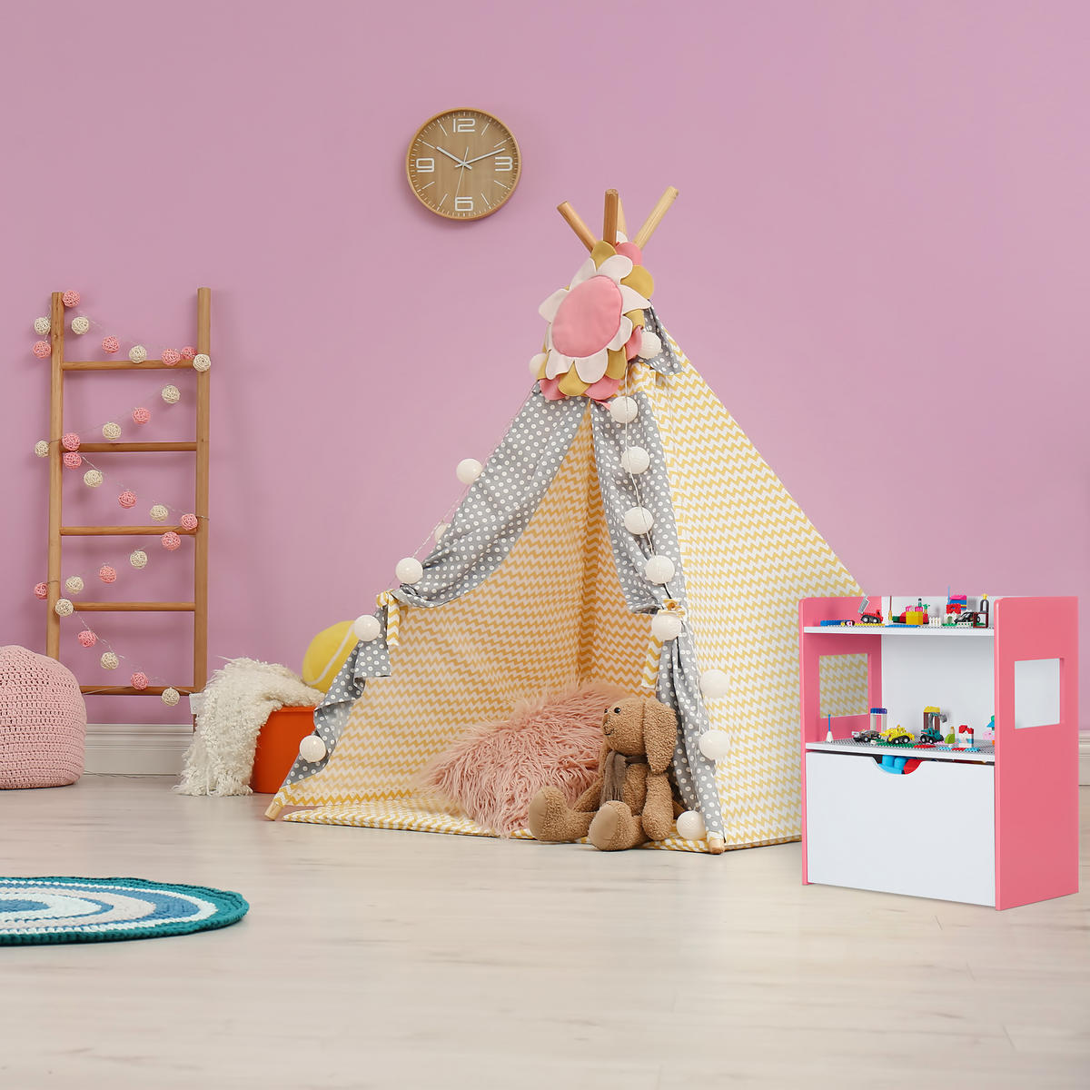 KINDERREGAL - Multicolor, Kunststoff (52/60/26.5cm) - Relaxdays