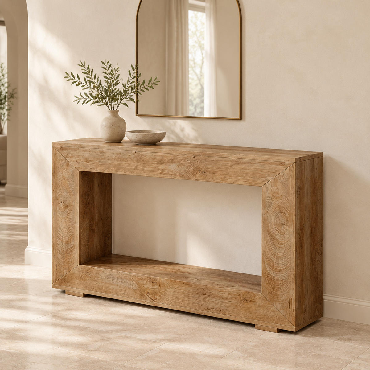 KONSOLENTISCH mit Stauraum 120 x 30 x 83,5 cm Holz Braun - Braun, Holz (120/30/86cm) - Meubliv