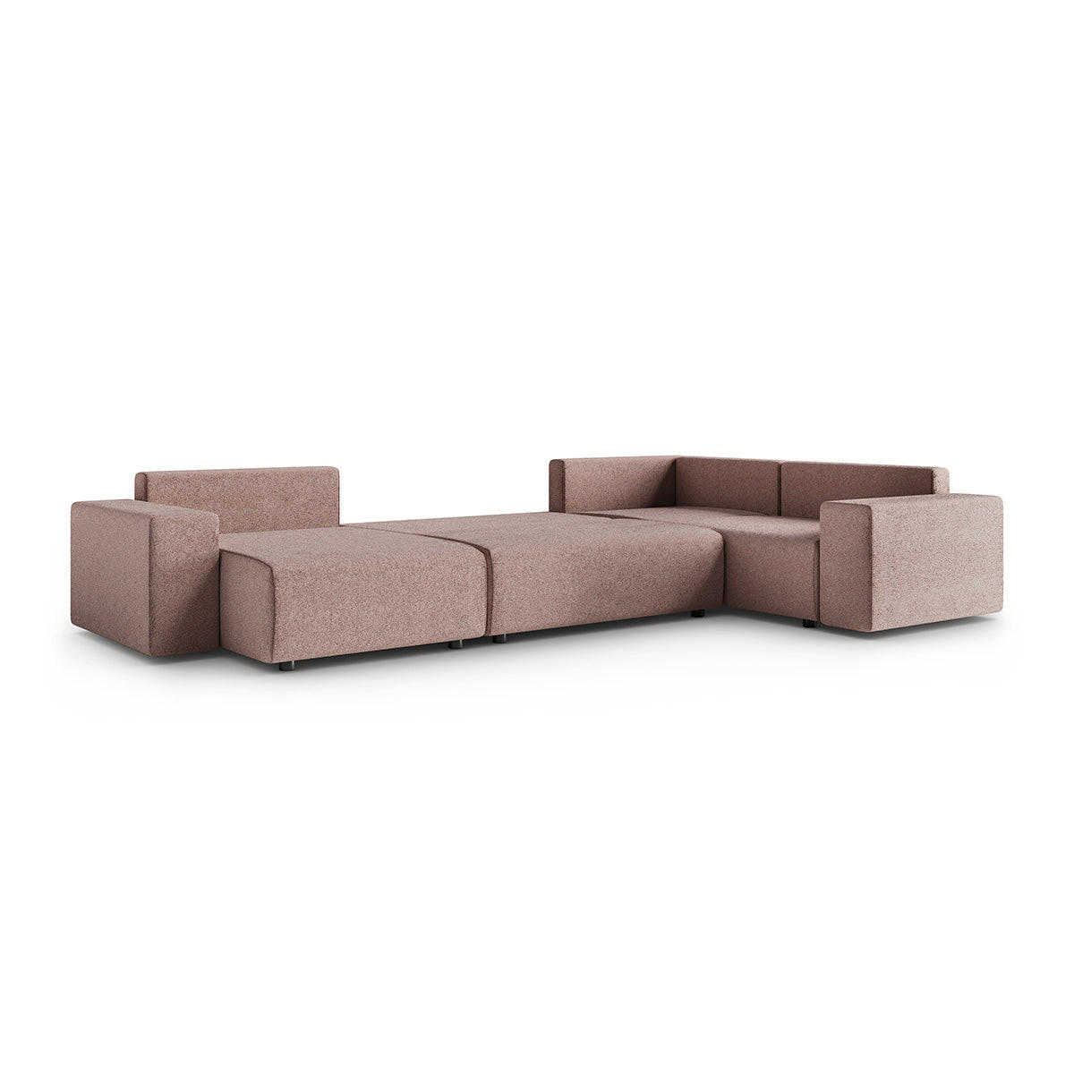 PANORAMASOFA Lorenzo 5 Sitzplätze Rosa - Pink, Holz (378/85/236cm) - Petits-meubles