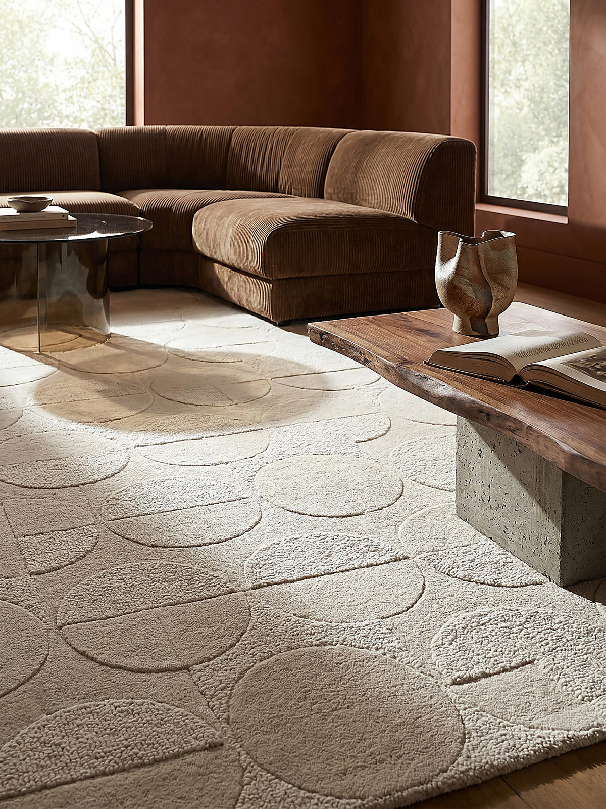 WOLLTEPPICH DEBEN, geometrisch, aus Wolle, Elfenbein, 120 x 170 cm - Beige, Textil (120/170cm) - KADIMA DESIGN