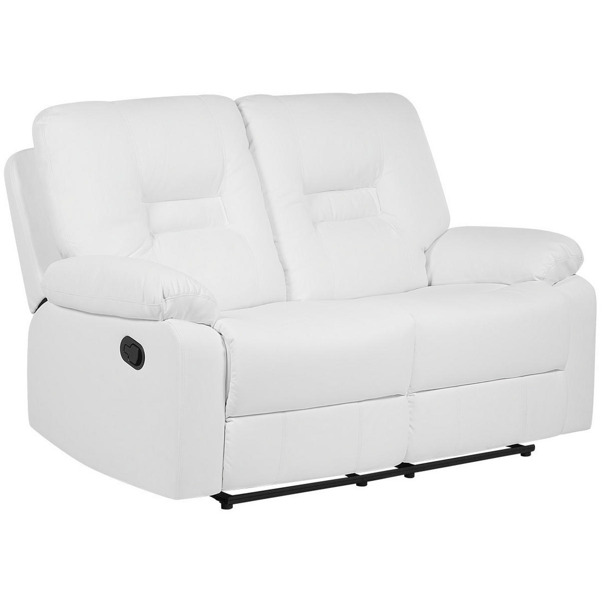 2-SITZER-SOFA Kunstleder Weiß Bergen - Weiß, Kunststoff/Textil (146/101/73cm) - Beliani