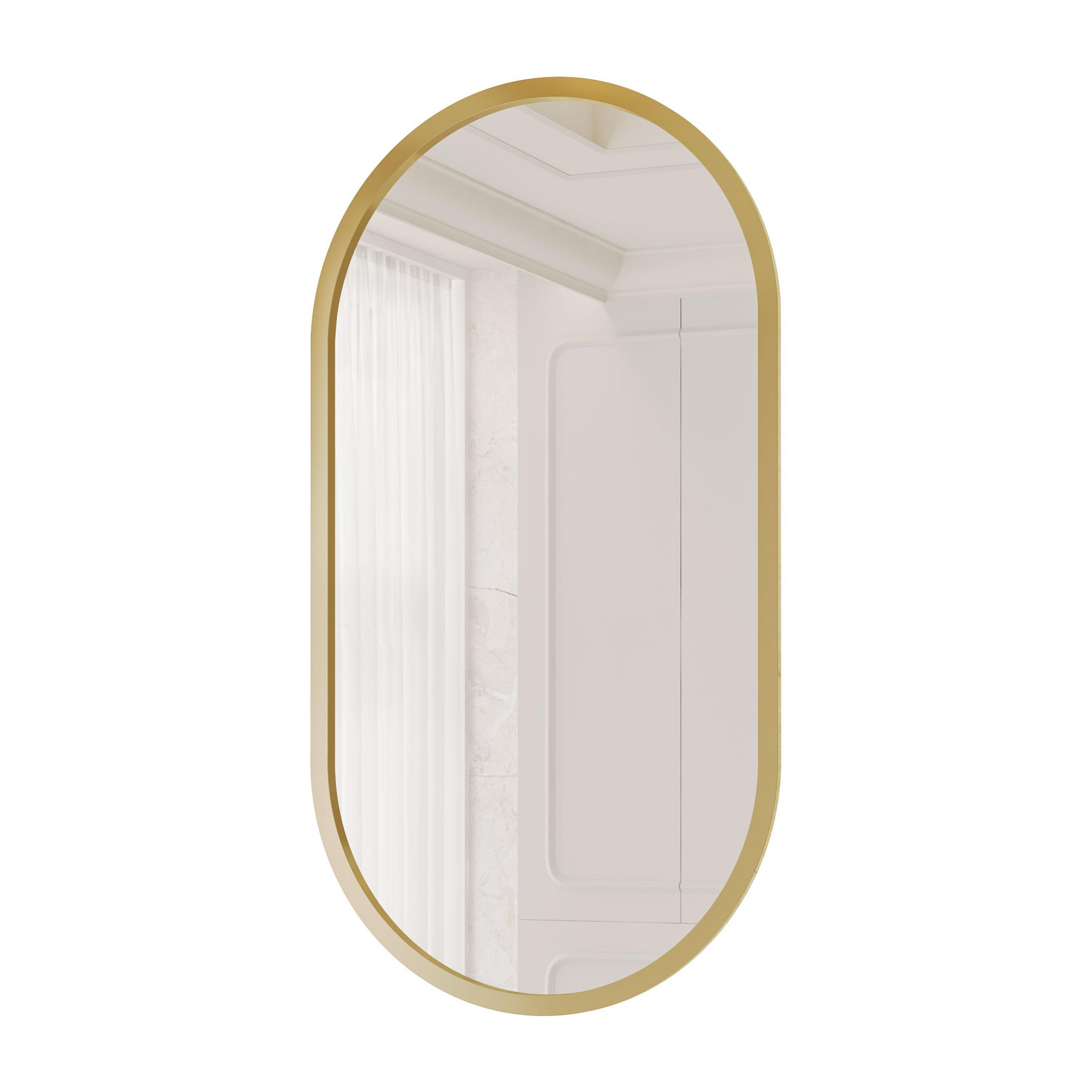 SPIEGEL FLORIS mit goldenem Rahmen - Goldfarben, Holzwerkstoff (50/90/50cm) - Lookway