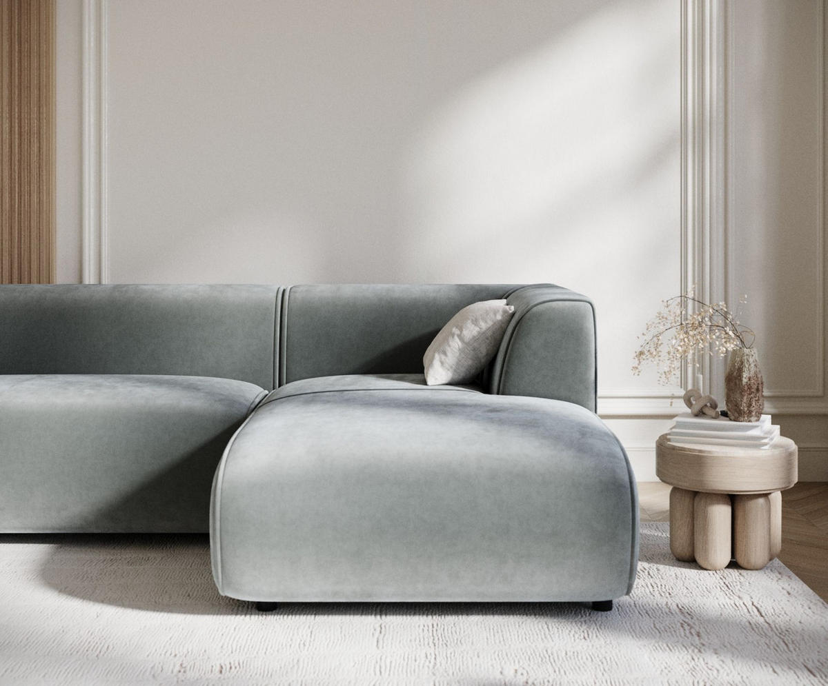 ECKSOFA Melani Dunkelgrau Samtstoff - Rechts Seite - Schwarz/Grau, Holz/Holzwerkstoff (162/256cm) - Maison de Reve