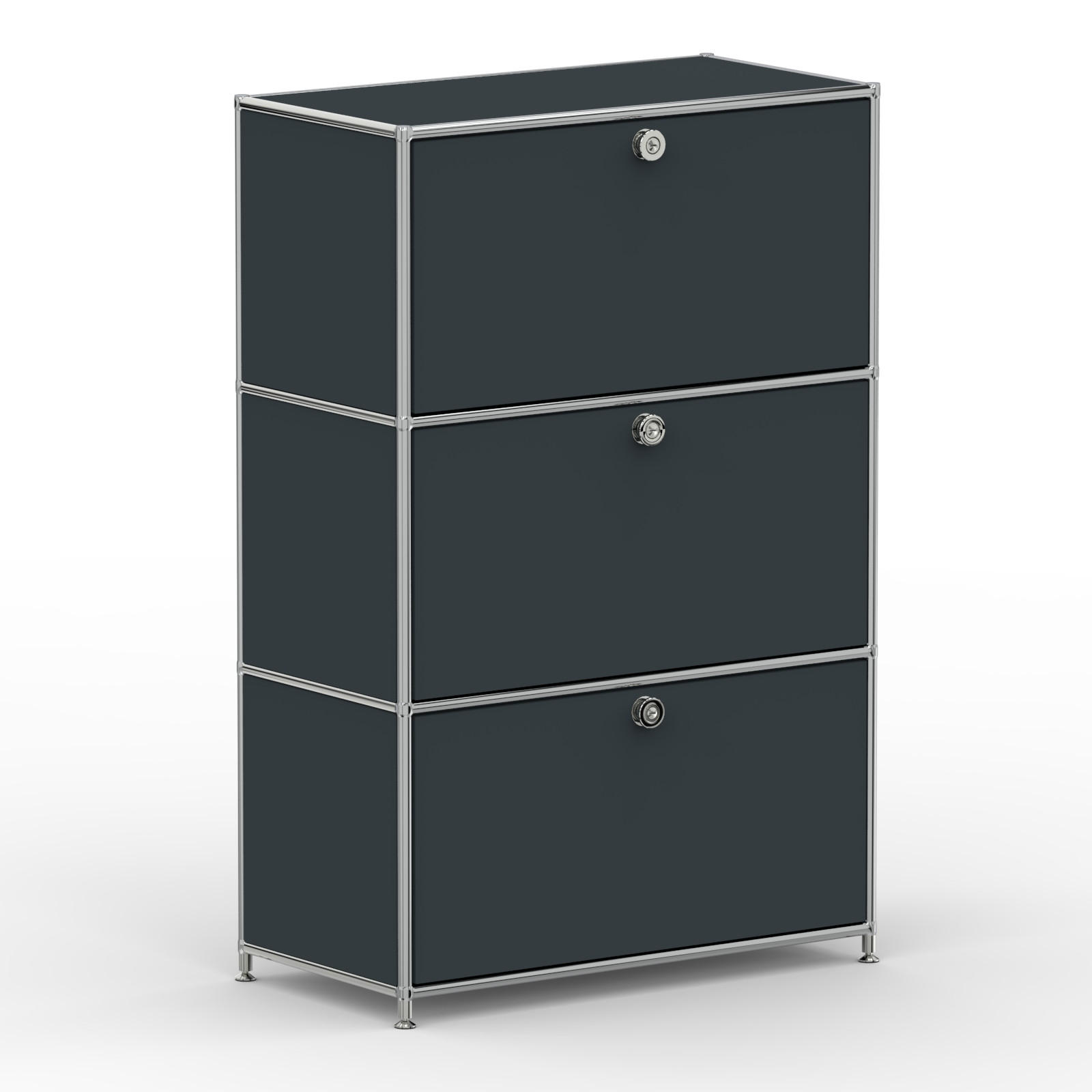 HOCHSCHRANK, 3 Schubladen, Schloss, Breite 77 cm, Anthrazitgrau - Chromfarben/Silberfarben, Metall (40/118/77.2cm) - Versee