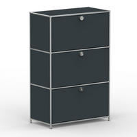 HOCHSCHRANK, 3 Schubladen, Schloss, Breite 77 cm, Anthrazitgrau - Chromfarben/Silberfarben, Metall (40/118/77.2cm) - Versee