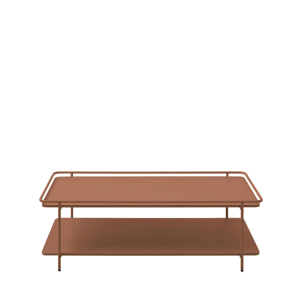 COUCHTISCH mit 2 Metallplatten - Saranda - color_terracotta - Terracotta, Metall (110/55/34cm) - Drawer