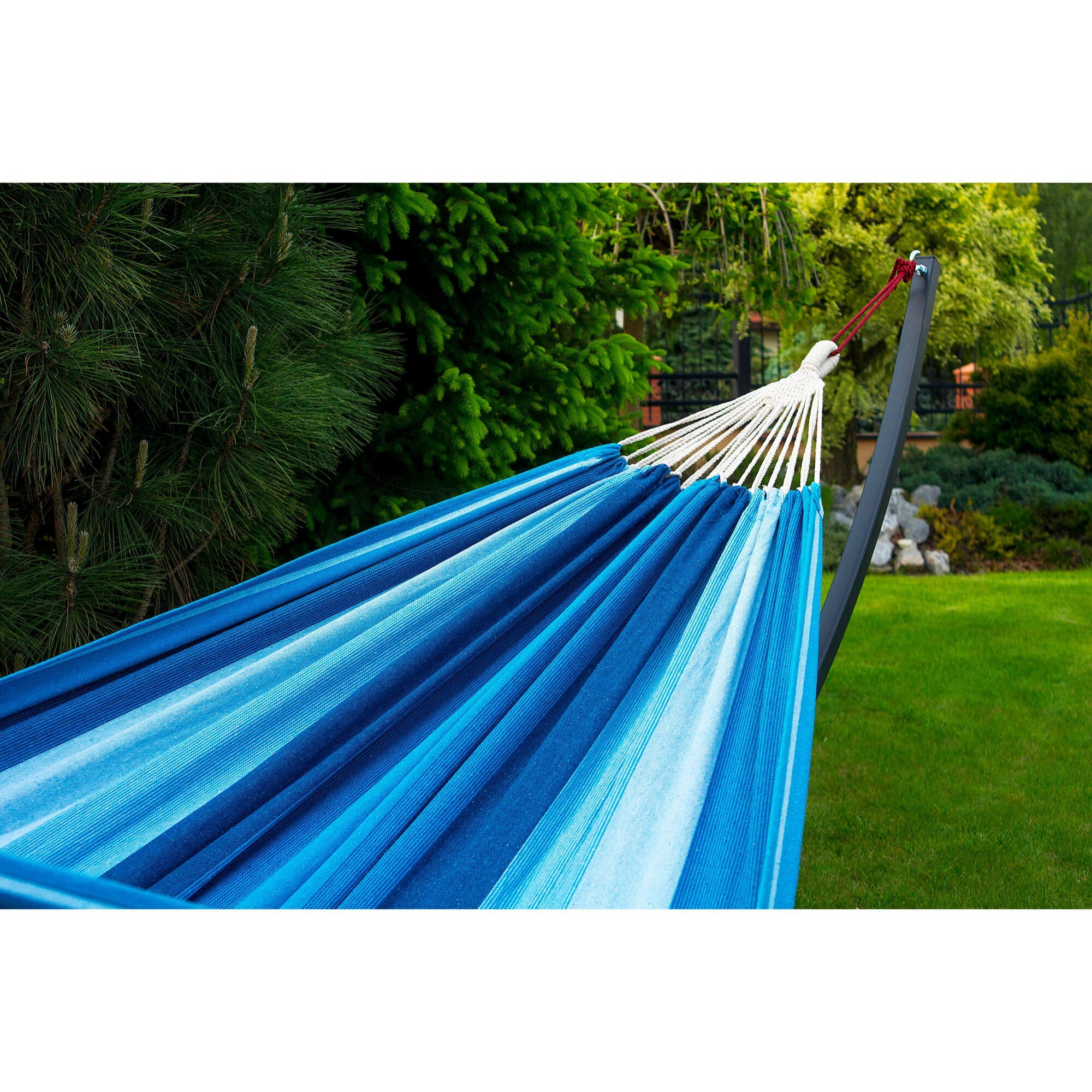 HÄNGEMATTE mit Gestell für 2 Personen, 365/120/125/200kg - Blau, Metall (365/125/120cm) - Potenza