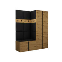 GARDEROBEN-SET Orion III - Schwarz/Eiche Artisan, Holzwerkstoff/Kunststoff (158/186/46cm) - MIRJAN24