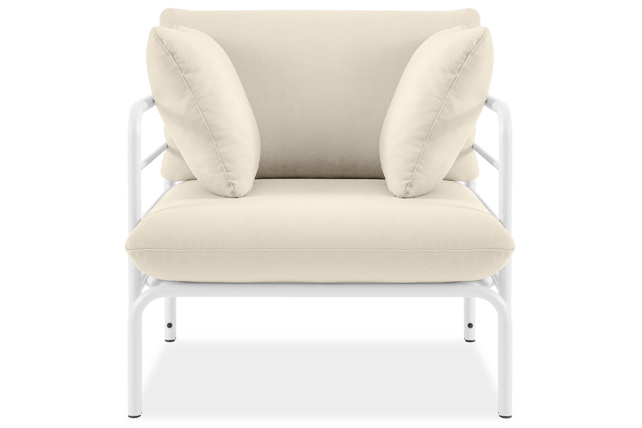 GARTENSESSEL RAMBE inkl. Auflagen, Stahlgestell, Modern, Weiß/Cremeweiß - Creme/Weiß, Textil/Metall (79/80/80cm) - KONSIMO®