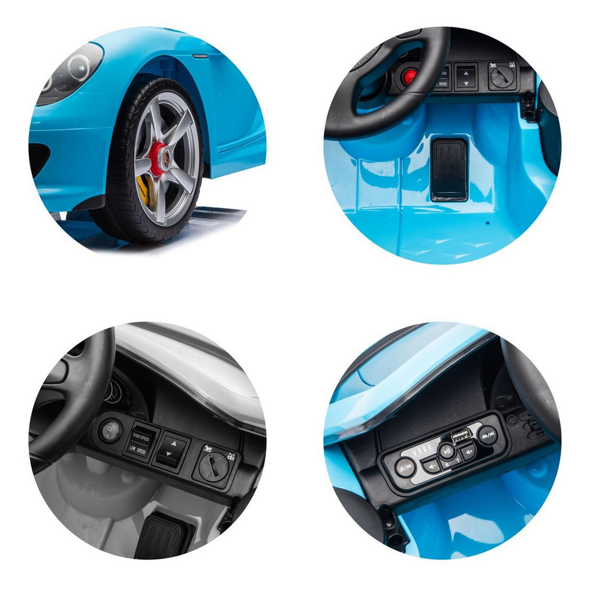 ELEKTROAUTO Porsche Carrera GT blau Fernbedienung Bluetooth 2 Motoren - Blau, Kunststoff (109/59/45cm) - Chipolino