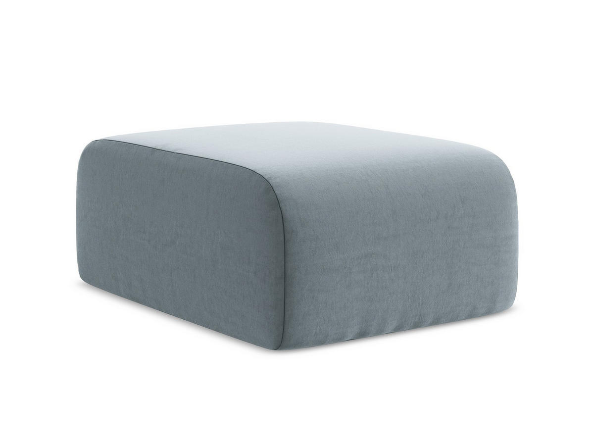 POUF Samt Stoff Blau - Schwarz/Hellblau, Holzwerkstoff/Kunststoff (72/42/94cm) - Makamii
