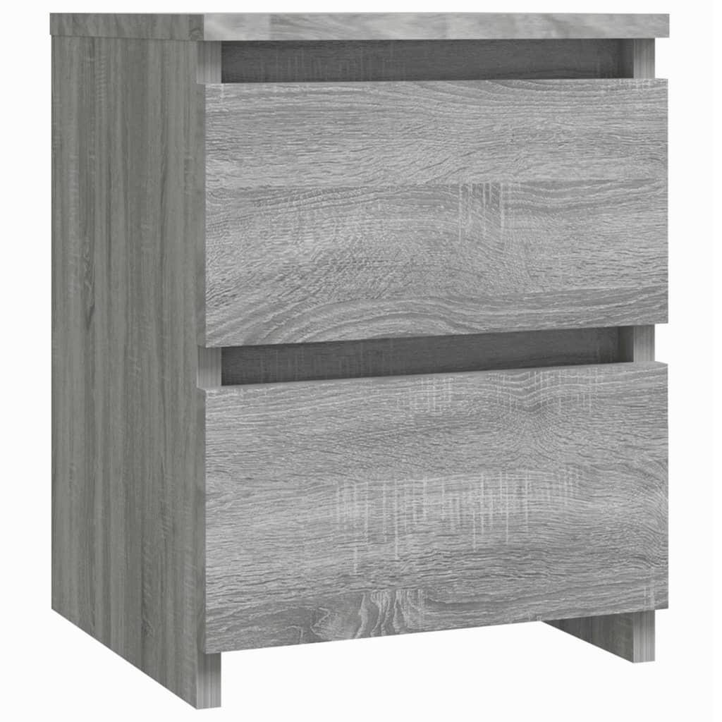 NACHTTISCH mit 2 Schubladen 30/30/40 cm aus Holzwerkstoff in Grau Sonoma Dekor - Grau/Silbereichenfarben, Holz (30/40/30cm) - vidaXL