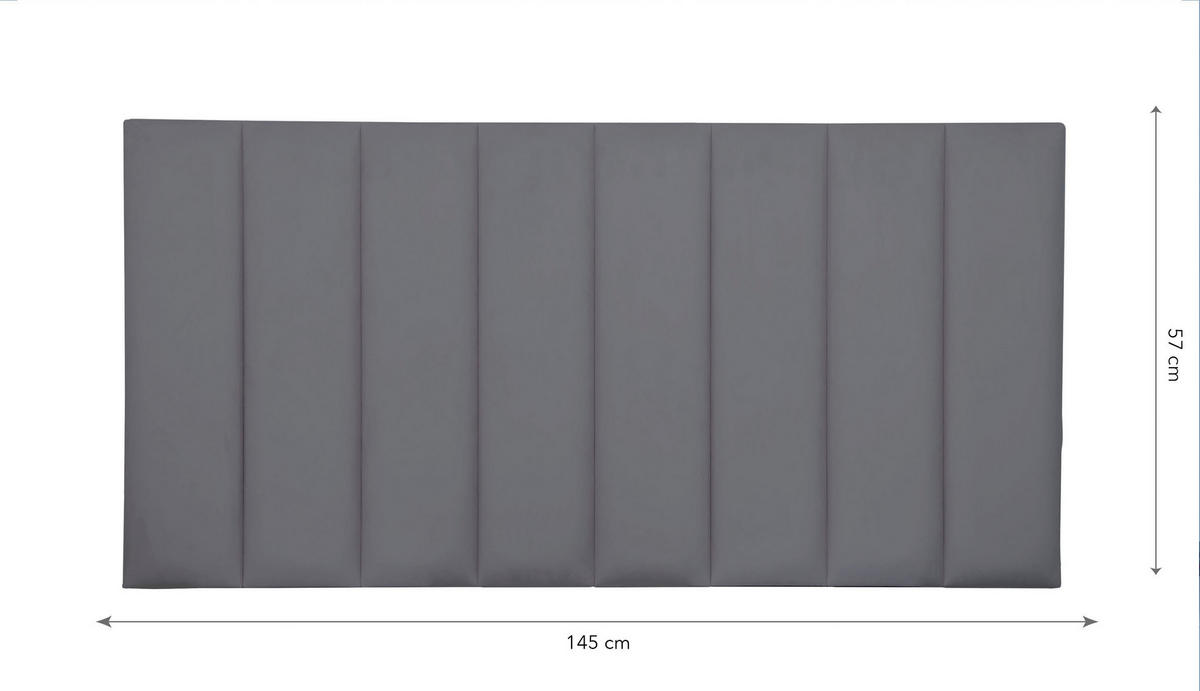 KOPFTEIL Gepolstertes aus Samt Kühles Grau 145/57/8 cm NILA - Dunkelgrau, Textil (145/57/8cm) - RNT By Really Nice Things