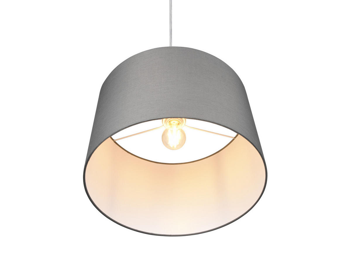 LED-PENDELLEUCHTE Ø40cm, Stoff Lampenschirm Grau - Grau, Textil (40/40/150cm) - meineWunschleuchte