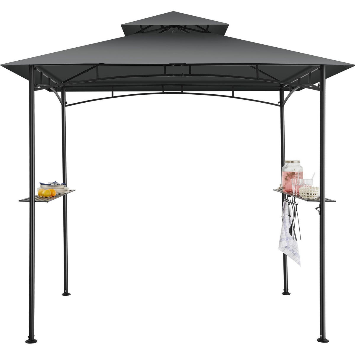 GRILLPAVILLON Maracaibo, 240 x 150 x 250 cm, anthrazit - Anthrazit, Kunststoff (150/250/240cm) - tectake