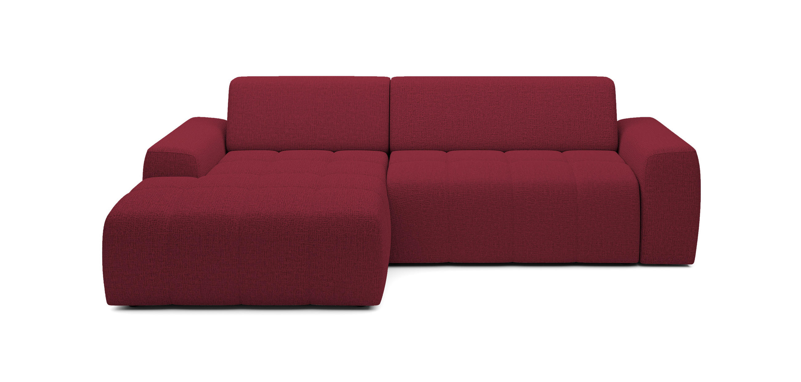 ECKSOFA Savio Freistehend, Mit Abriebfestem Kansas-Stoff, Maße 265x172x81cm, Ausziehbare Sitzfläche 206x92cm, Linke, Kirsche - Bordeaux, Holz/Textil (172/265cm) - DomoHome