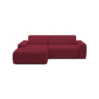 ECKSOFA Savio Freistehend, Mit Abriebfestem Kansas-Stoff, Maße 265x172x81cm, Ausziehbare Sitzfläche 206x92cm, Linke, Kirsche - Bordeaux, Holz/Textil (172/265cm) - DomoHome