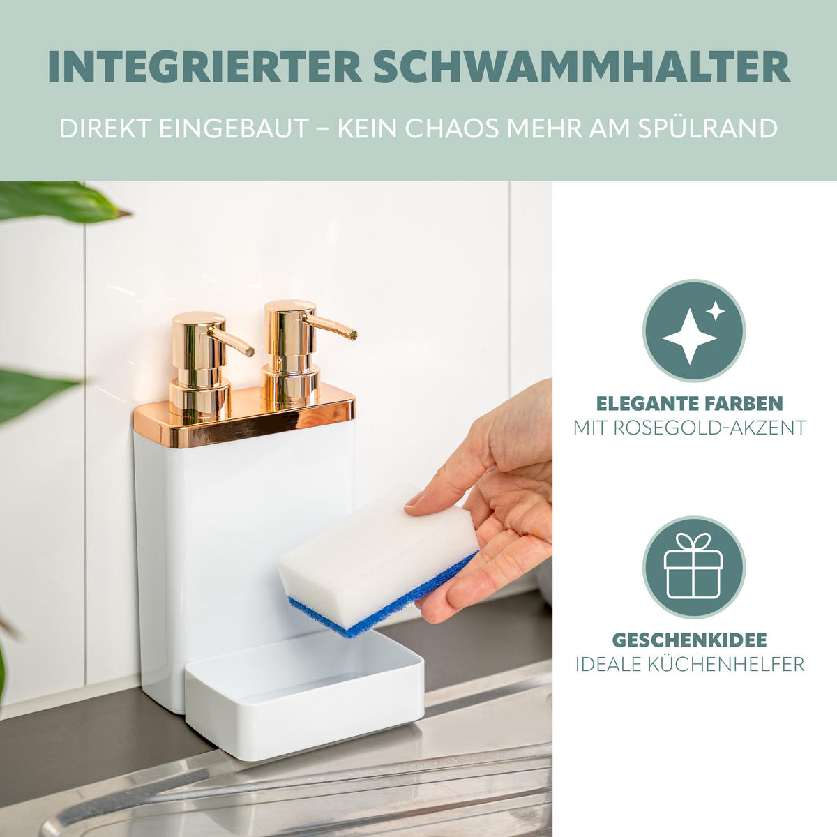 SEIFENSPENDER, weiß - Weiß, Kunststoff (12/21.5/12.5cm) - bremermann