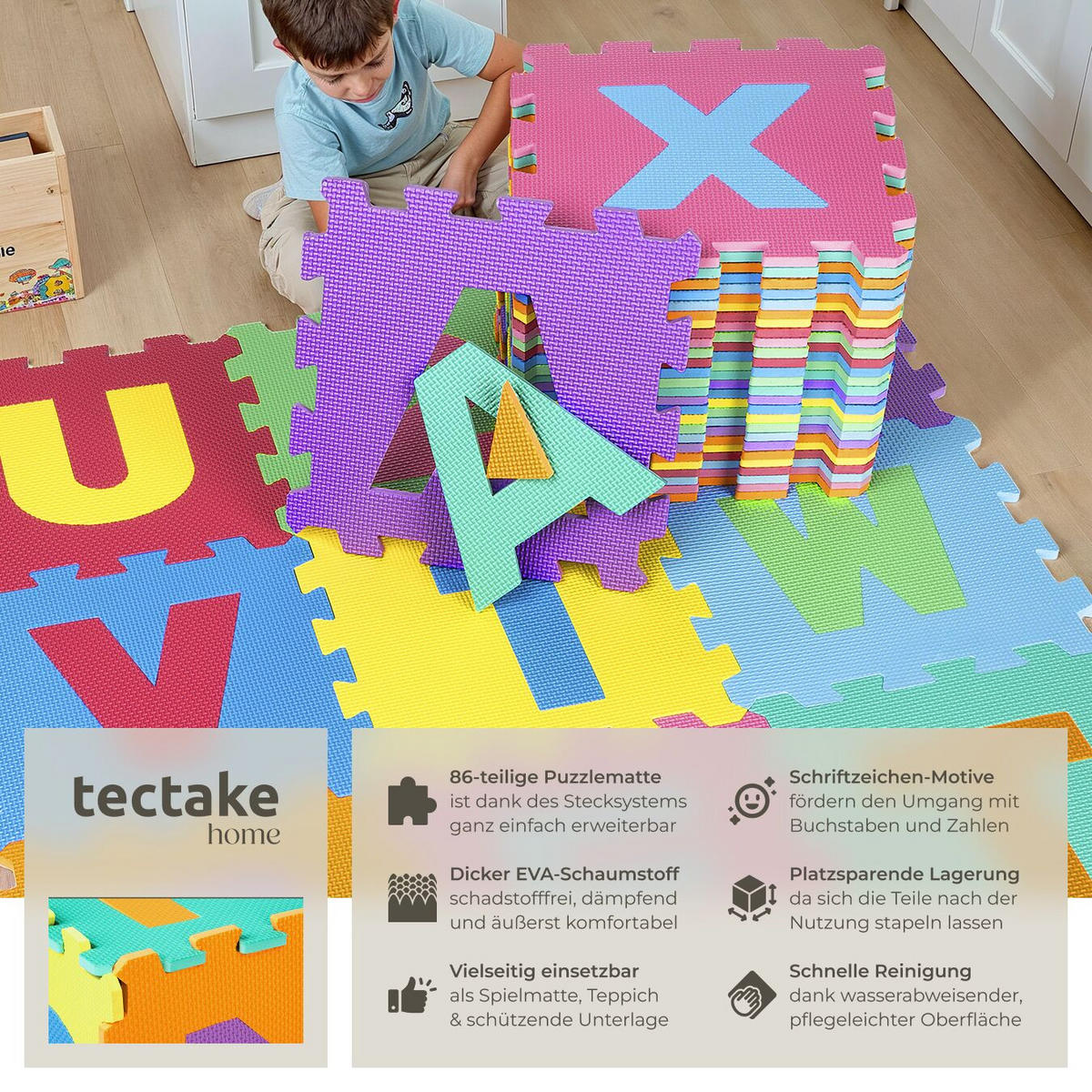 PUZZLEMATTE ,jedes Teil 31,5 x 31,5 x 1 cm,bunt - Multicolor, Kunststoff (31.5/31.5cm) - tectake