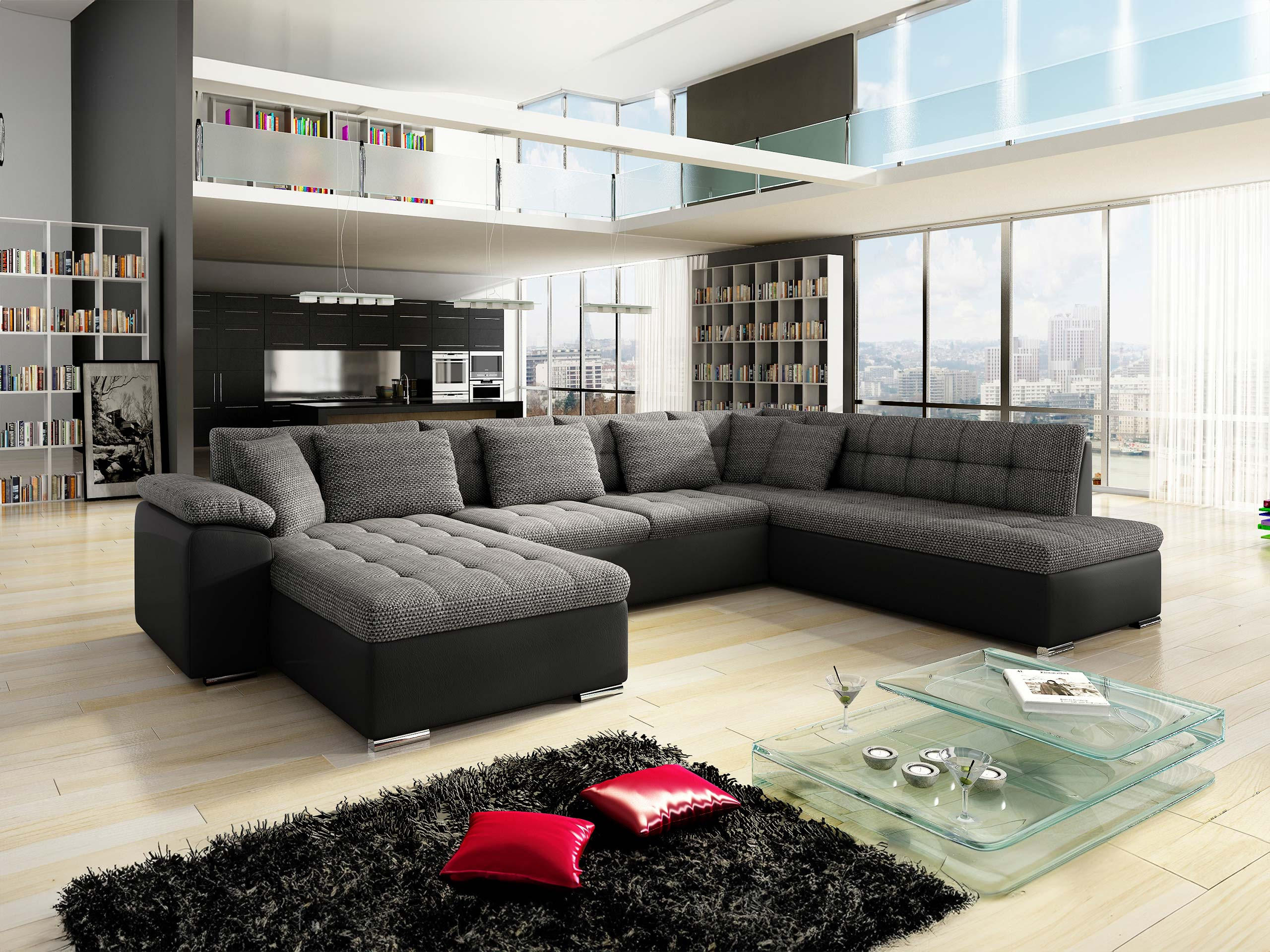 WOHNLANDSCHAFT Niko Bis, Seite: Links - Dunkelgrau, Holz/Textil (348/76/205cm) - MIRJAN24