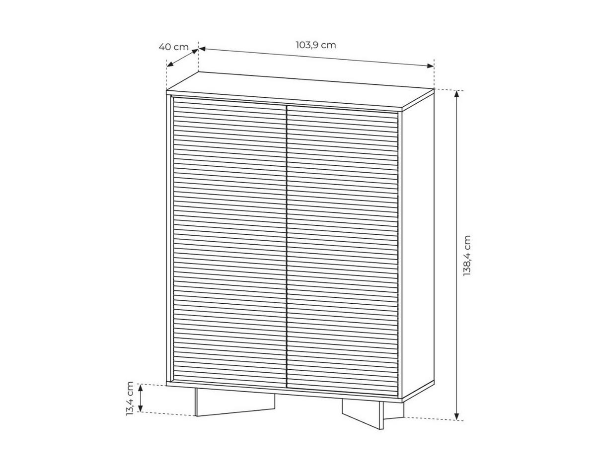 HIGHBOARD TORSANO (Bolivar Natur/Cappuccino, 2 Türen, LED-Beleuchtung, Push-to-Open) - Eichefarben/Beige, Holz/Holzwerkstoff (104/138/40cm) - Ravio