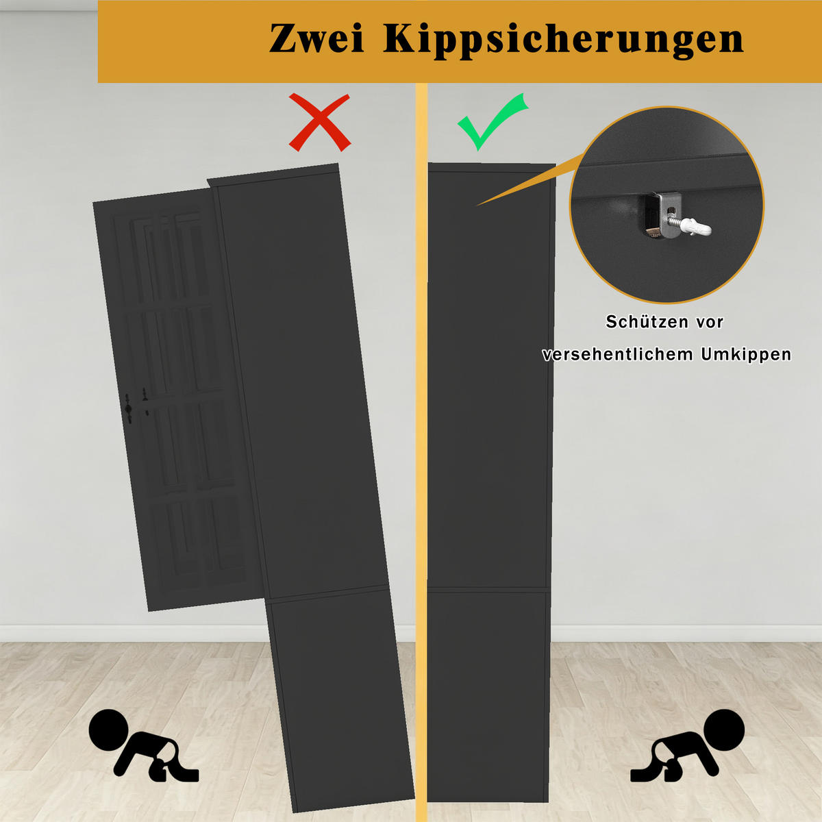 VYSOKÁ SKŘÍŇ, 2dílná, RGB LED, skleněná dvířka, černá - černá, kov (140/180/38.3cm) - FLIEKS