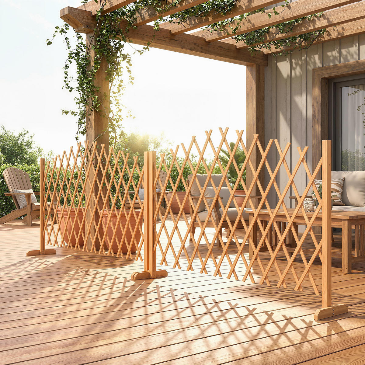 SCHERENGITTER 2er Set Tannenholz Braun - Braun, Holz (30/103cm) - Outsunny