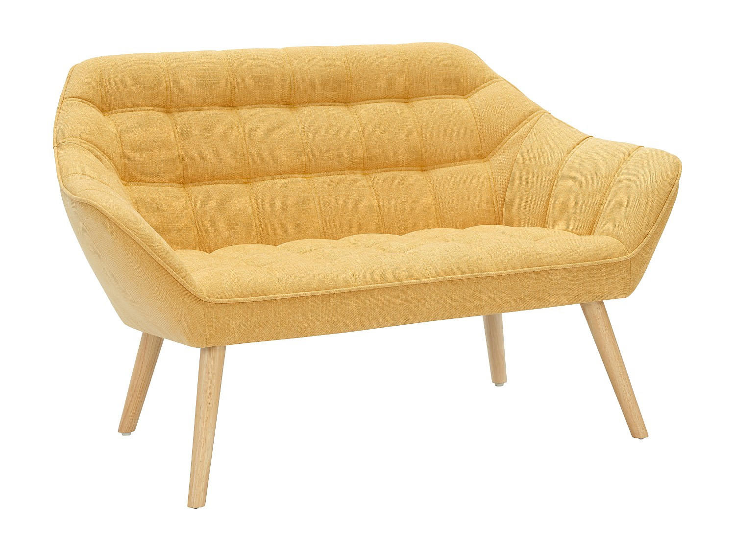 SOFA 2-Sitzer - Stoff - Senfgelb - CASERTA - Gelb, Textil (127/77/73cm) - Vente-Unique