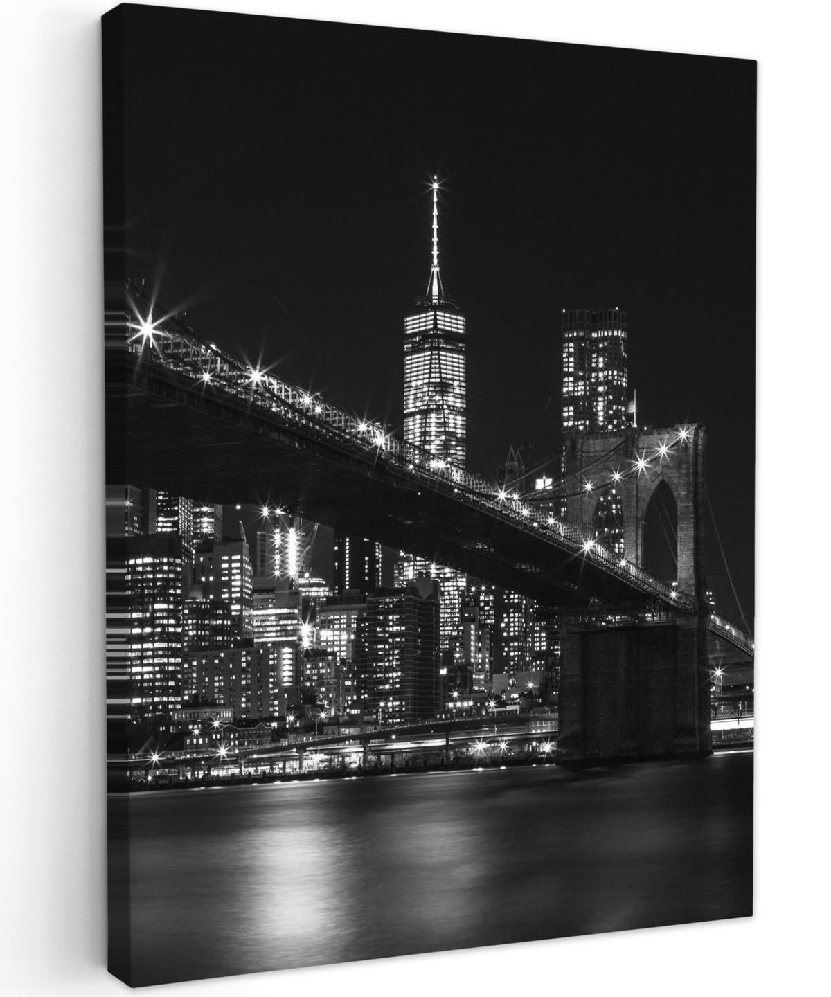 LEINWANDBILD New York - Brooklyn - Brücke 30x40 cm - Schwarz, Textil (30/40cm) - MuchoWow