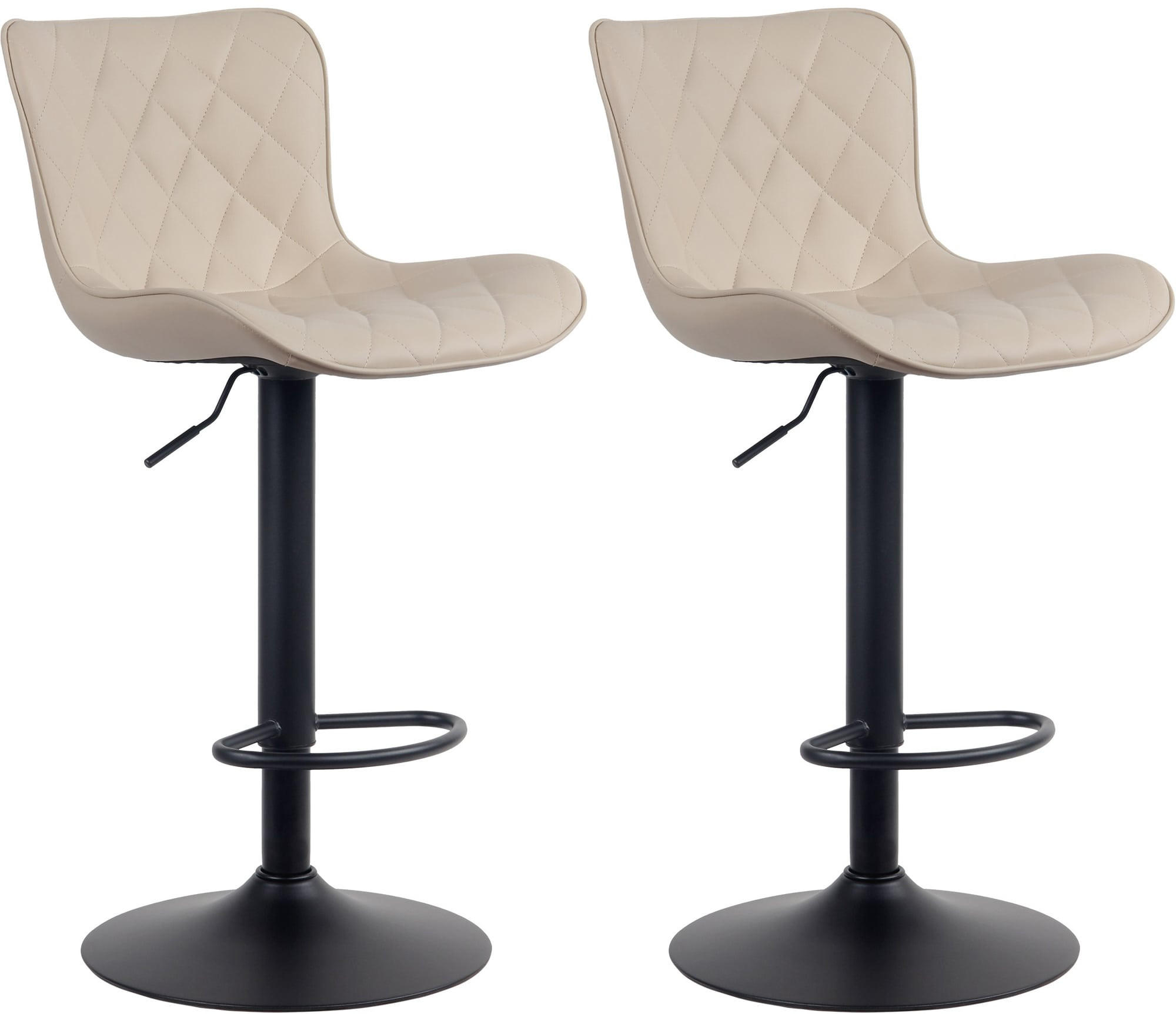 BARHOCKER 2er Set Lederlook creme - Creme/Schwarz, Textil/Metall (48/83/54cm) - CLP