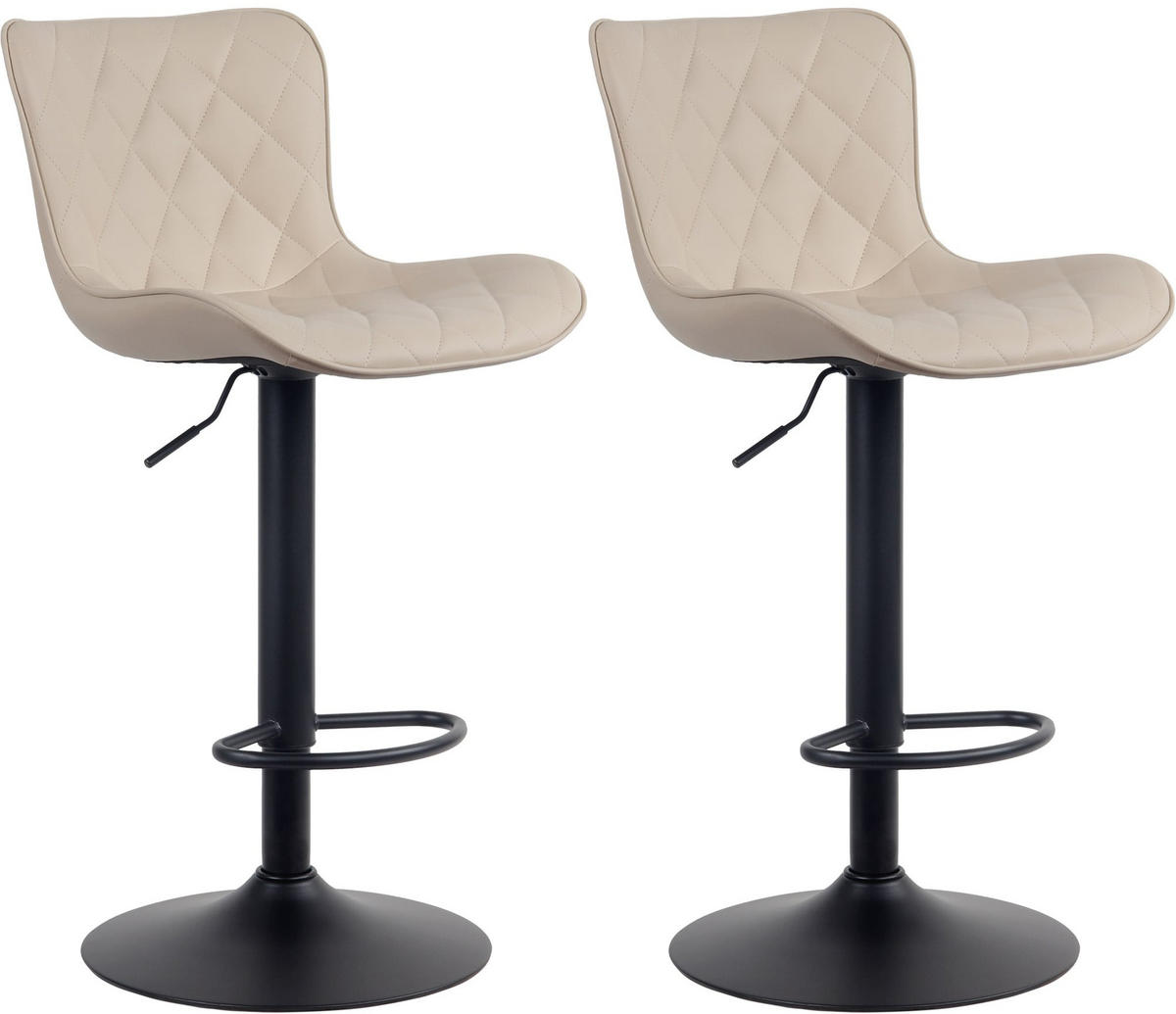 BARHOCKER 2er Set Lederlook creme - Creme/Schwarz, Textil/Metall (48/83/54cm) - CLP