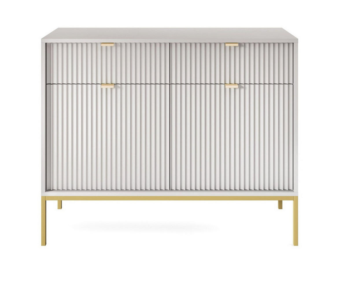 SIDEBOARD 104 cm mit Schubladen Galla, Sideboard, Grau + Gold - Goldfarben/Grau, Holz (104/83/39cm) - Emporius
