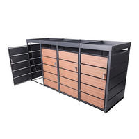 MÜLLTONNENBOX mit Pflanzkasten 4er, MTP4 - Anthrazit, Metall (260/116/80cm) - Albatros