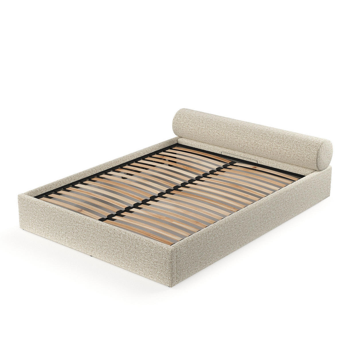 POLSTERBETT Solvo mit Stauraum 180/200 cm Hellbeige im Blur Stoff - Beige/Schwarz, Holz/Holzwerkstoff (180/200cm) - AltaBeds