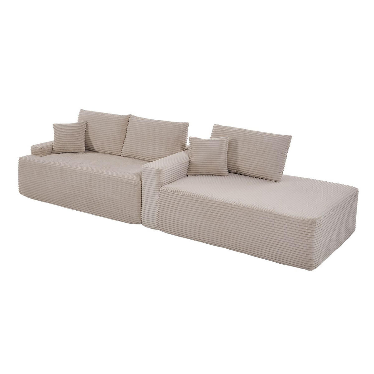 SOFA Coredo taupe Cord - Taupe, Textil (250/155cm) - Juskys
