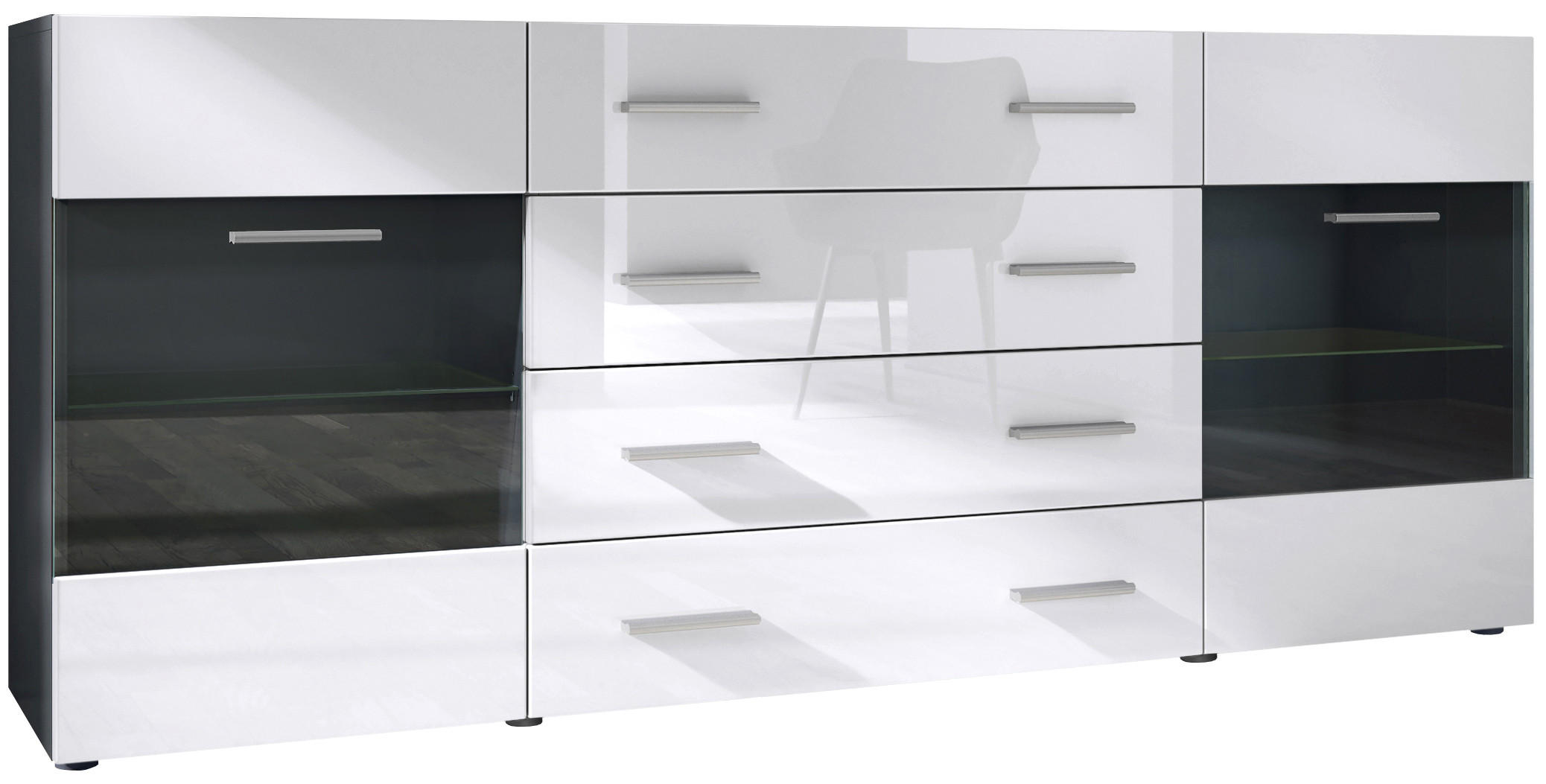 SIDEBOARD Carlos Weiß Hochglanz - Weiß Hochglanz, Holzwerkstoff (166/72/35cm) - Vladon