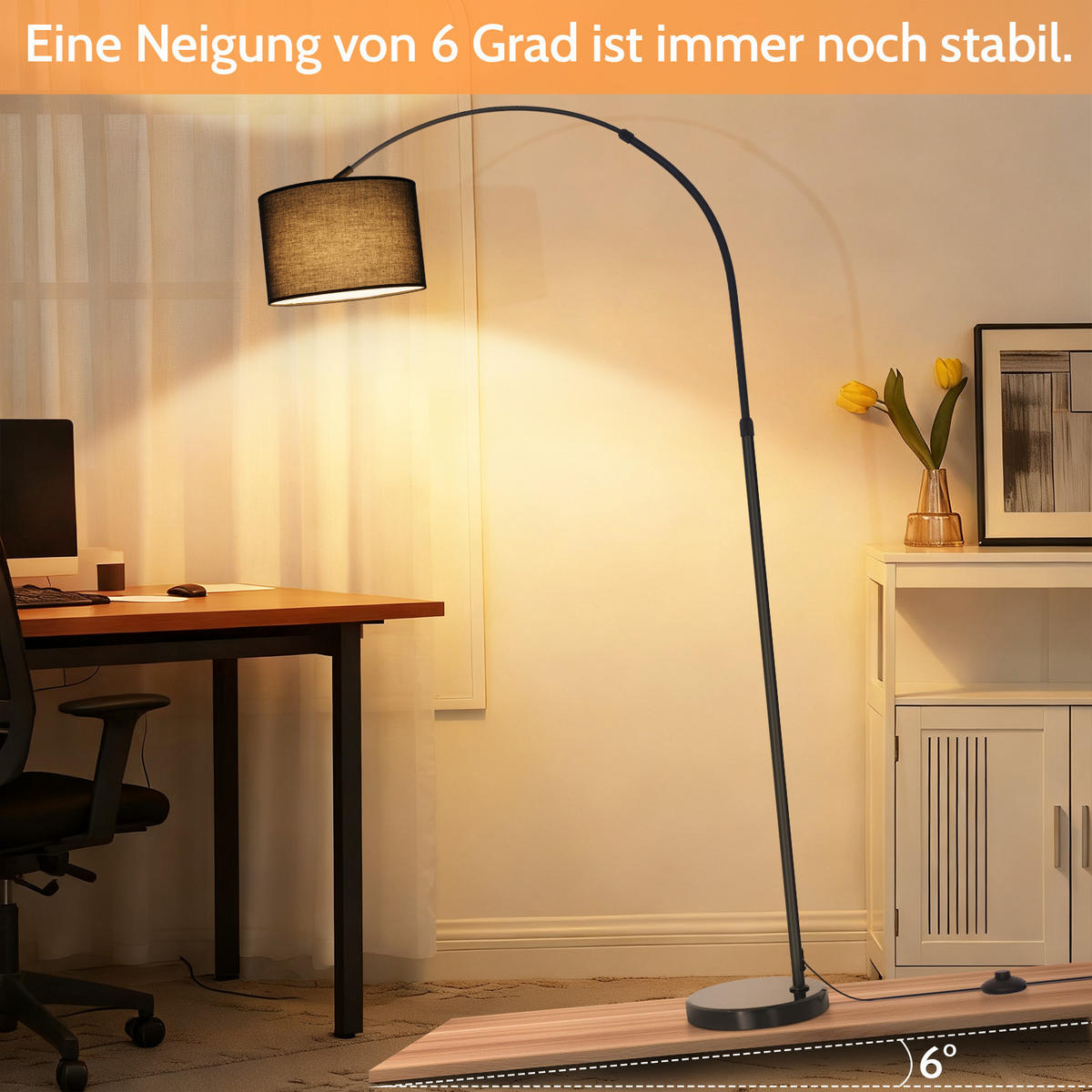 STEHLAMPE Avenirly 30/20/181 cm - Schwarz, Textil/Metall (30/20/181cm) - ZMH