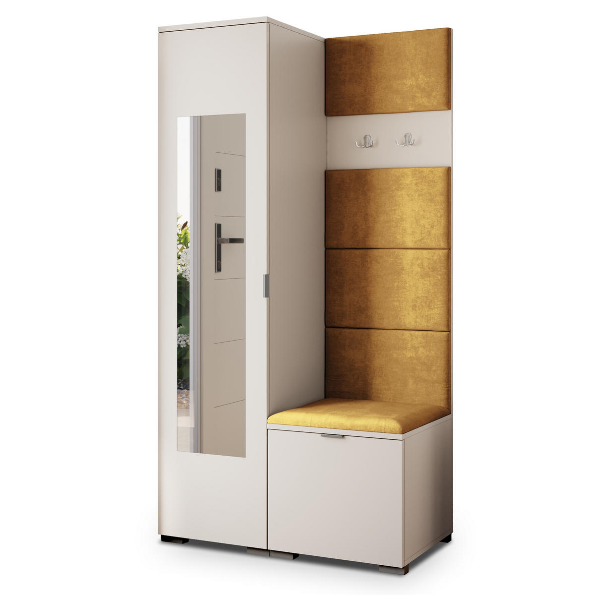 GARDEROBENSCHRANK VIRA 95/181/51 cm Modern Garderobe-Set Kaschmir - Kaschmir/Gelb, Holzwerkstoff (95/181/51cm) - MASSENO
