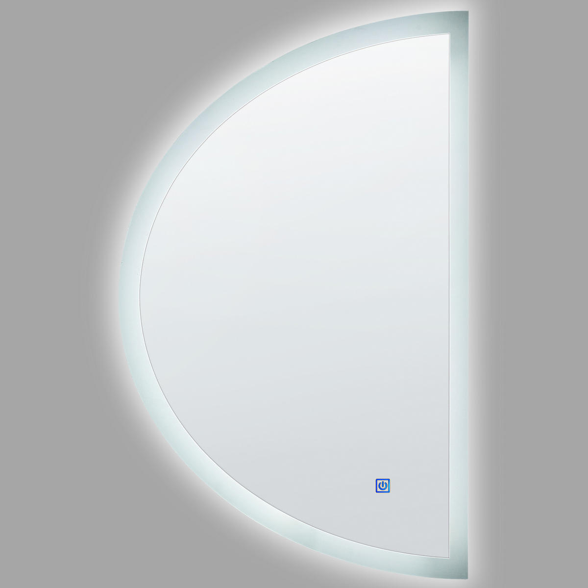 LED-WANDSPIEGEL halbrund 80 cm Silber Bezons - Silberfarben, Glas (80/3/49cm) - Beliani