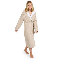 BADEMANTEL Cotton Ida: M, Taupe und Weiß - Beige, Textil (Mnull) - Blumtal