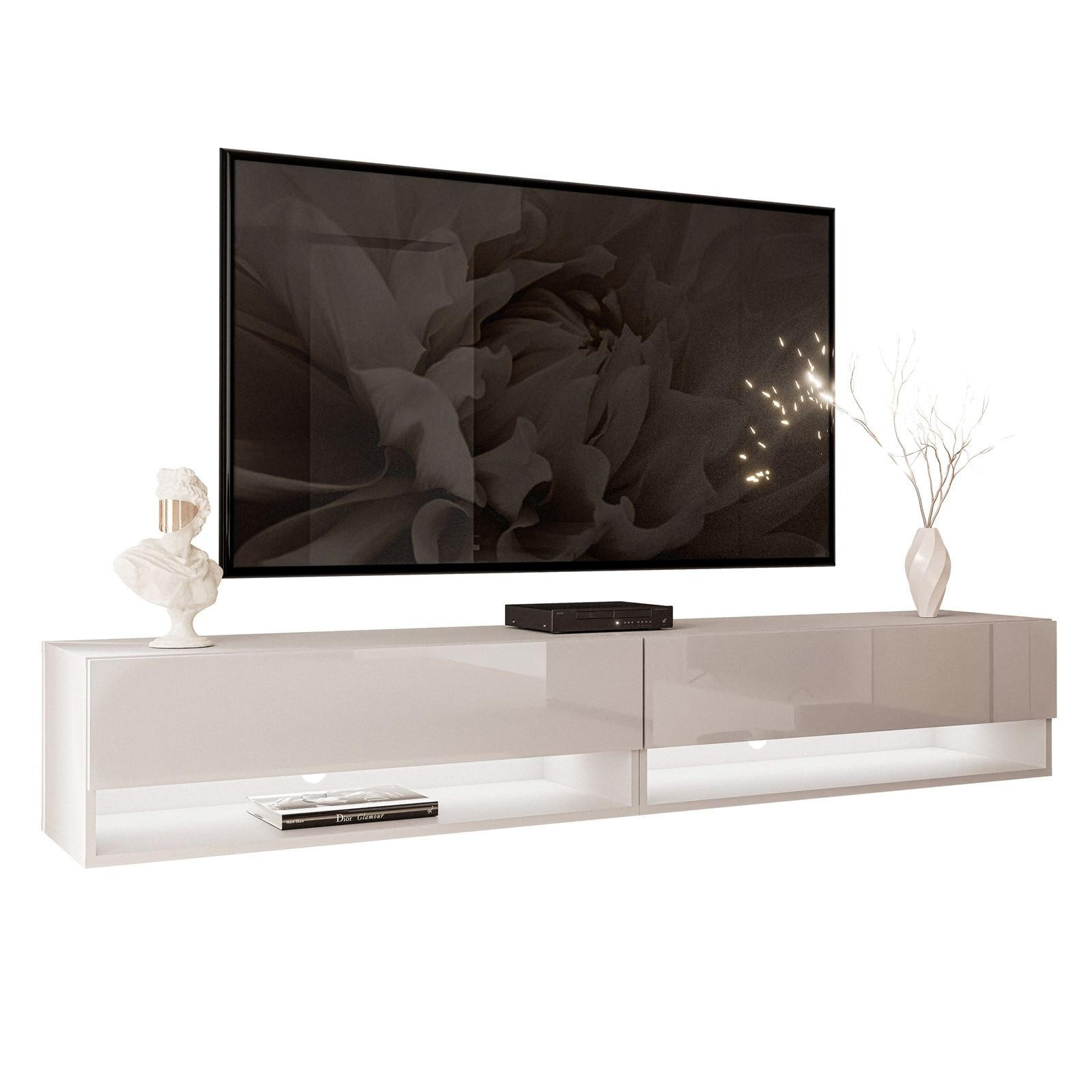 HÄNGESCHRANK TV-Möbel CALANTE 180 cm mit LED-Beleuchtung - Beige, Holzwerkstoff (180/30/35cm) - Lookway