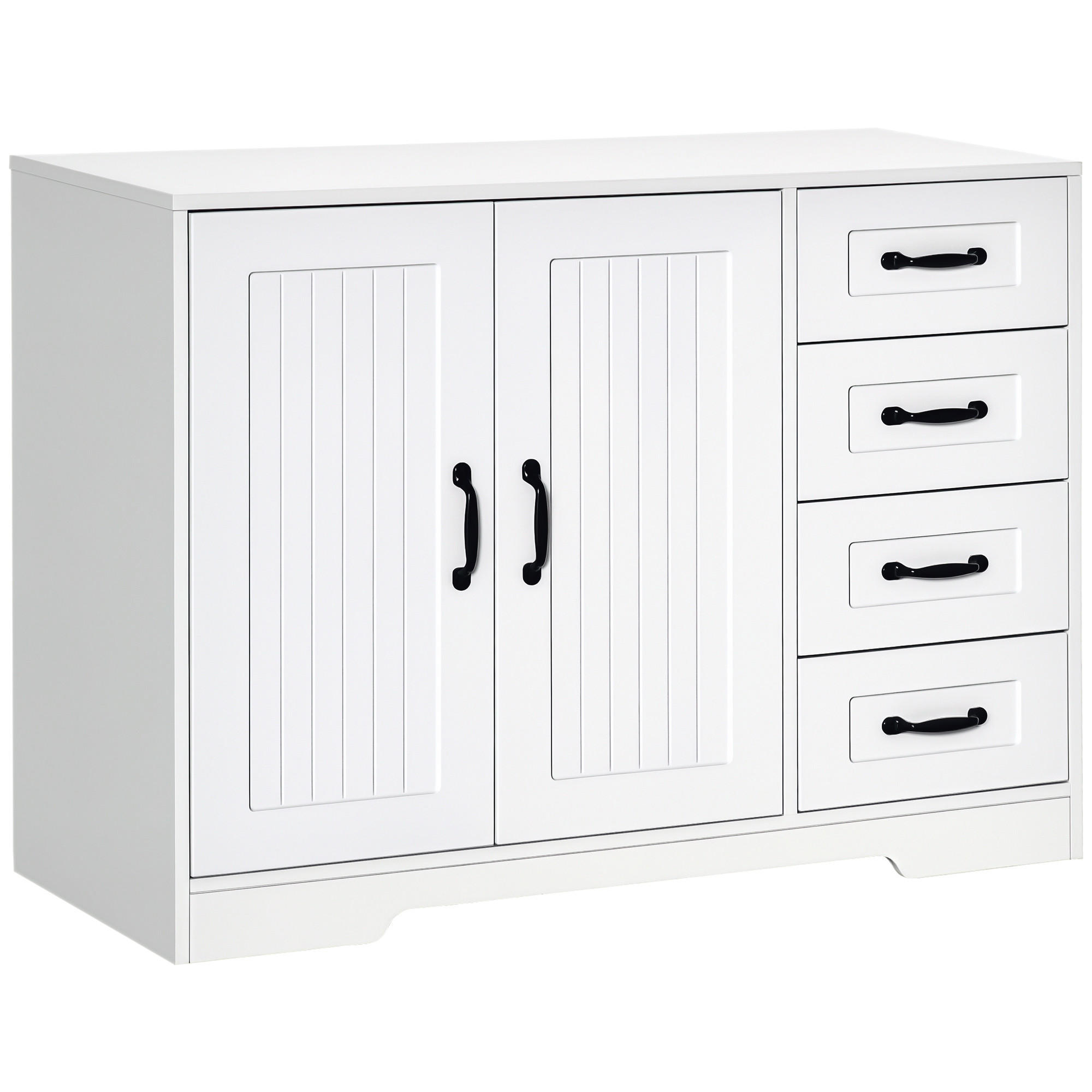 SIDEBOARD Weiß, 4 Schubladen & 1 Tür, 105/40/76 cm - Weiß, Holz (105/76/40cm) - PANGIVO