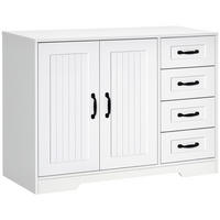 SIDEBOARD Weiß, 4 Schubladen & 1 Tür, 105/40/76 cm - Weiß, Holz (105/76/40cm) - PANGIVO