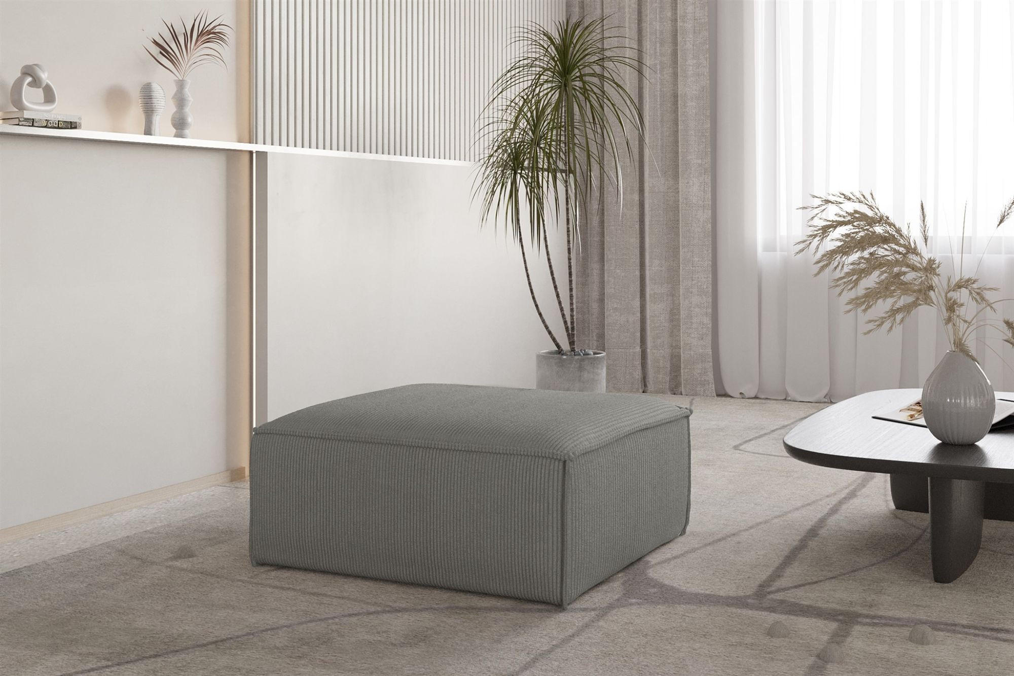 POLSTERHOCKER Celes Premium In Scala - Grau, Holzwerkstoff/Textil (105/40/105cm) - Fun Möbel