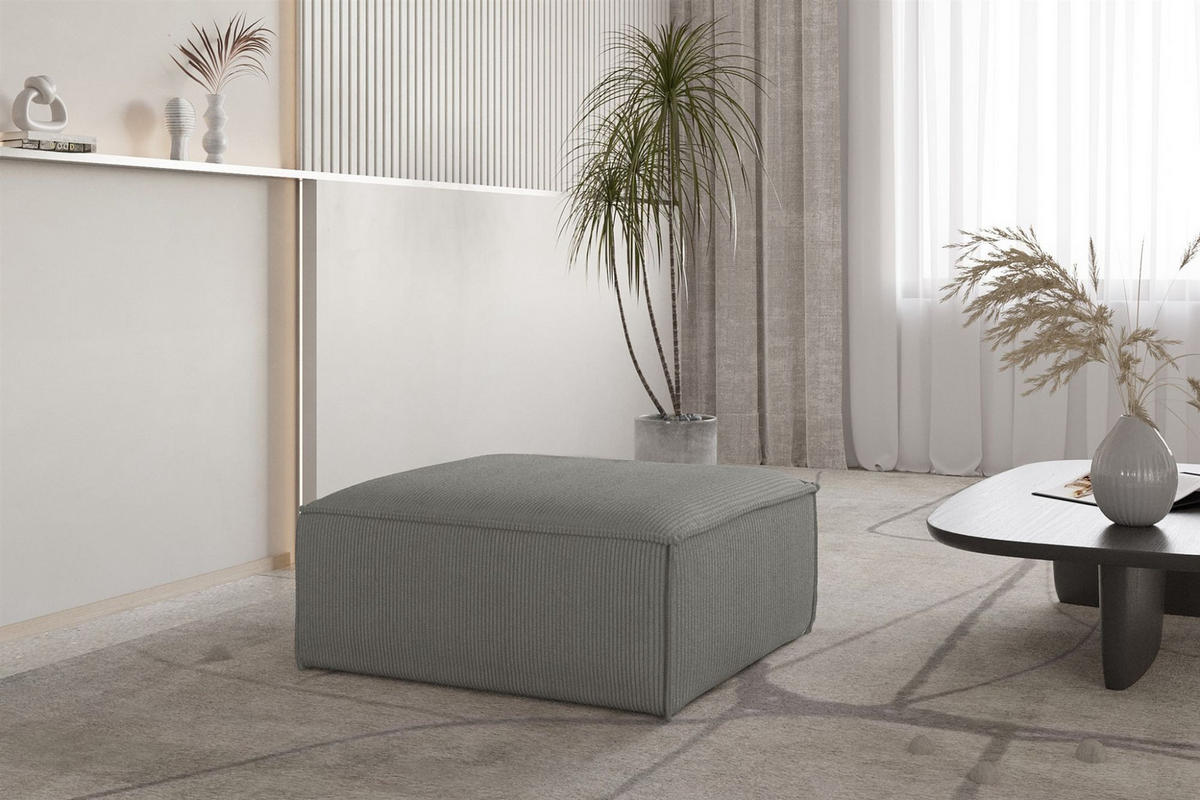 POLSTERHOCKER Celes Premium In Scala - Grau, Holzwerkstoff/Textil (105/40/105cm) - Fun Möbel