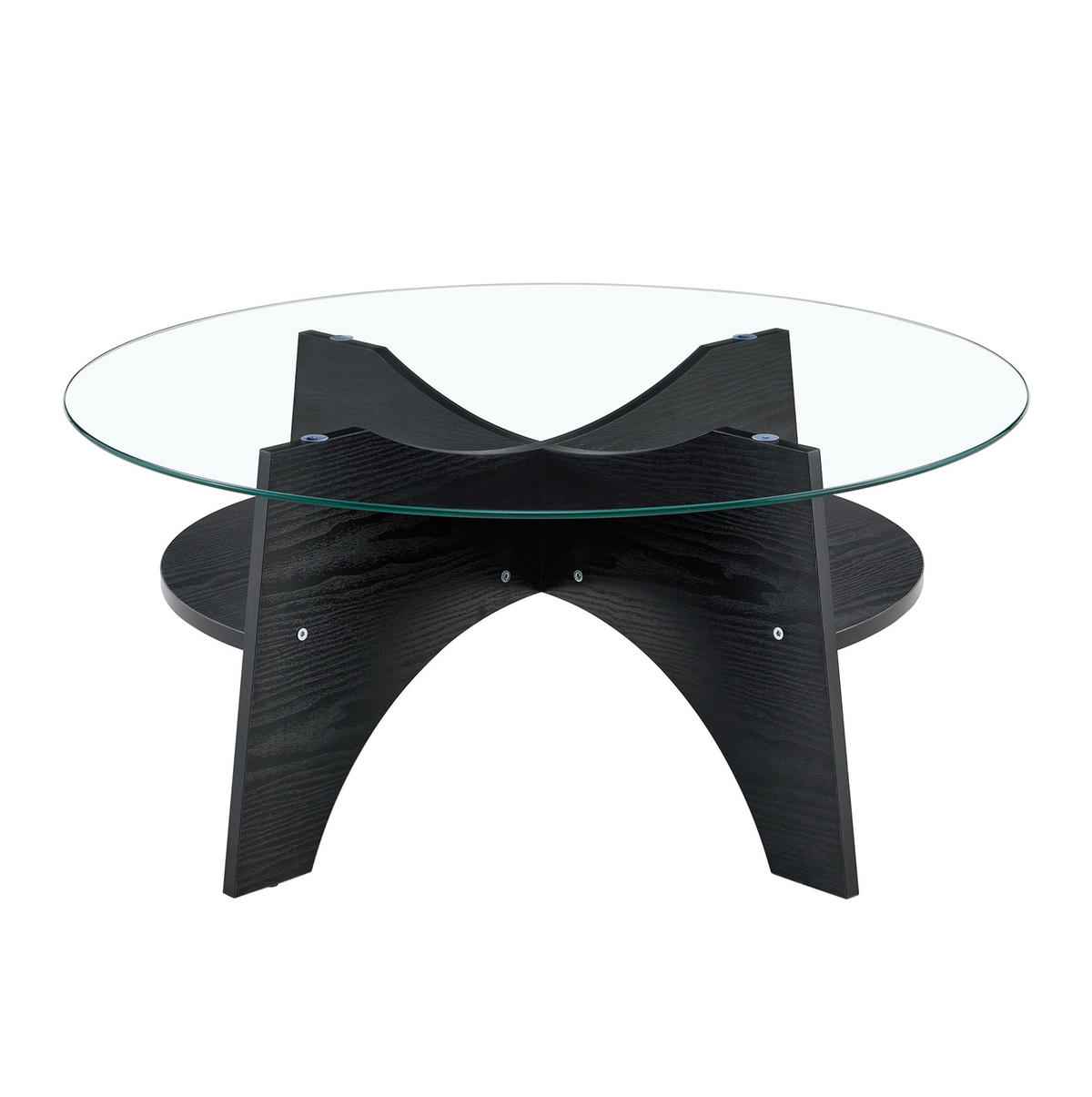 BEISTELLTISCH 80/36 cm mit Glasplatte und fächerförmigem Gestell - Schwarz, Holzwerkstoff (80/80/36cm) - BEAOK