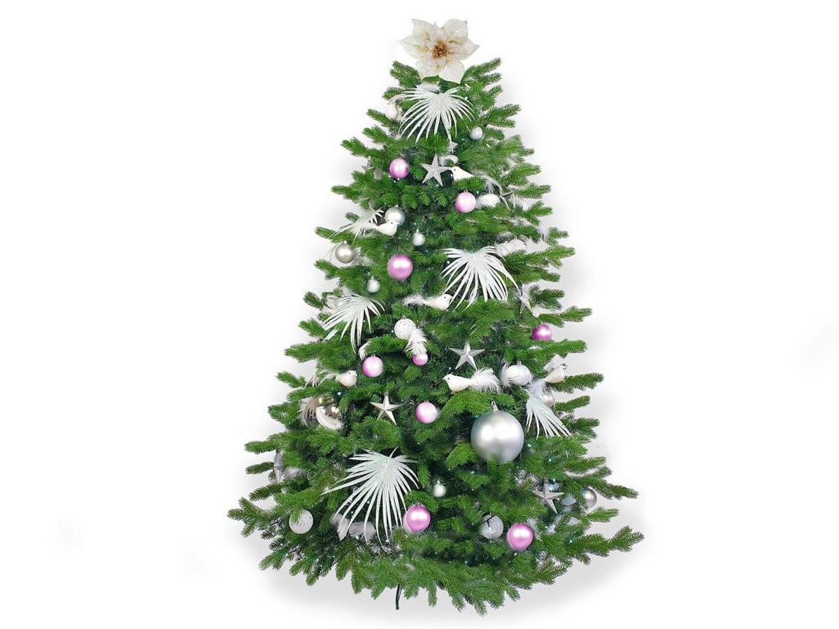 WEIHNACHTSBAUMSCHMUCK-SET POLAR PINK II, 222-teilig, für Weihnachtsbäume 300–600 cm - Rot/Silberfarben, Glas/Kunststoff (60/50/80cm) - LAALU