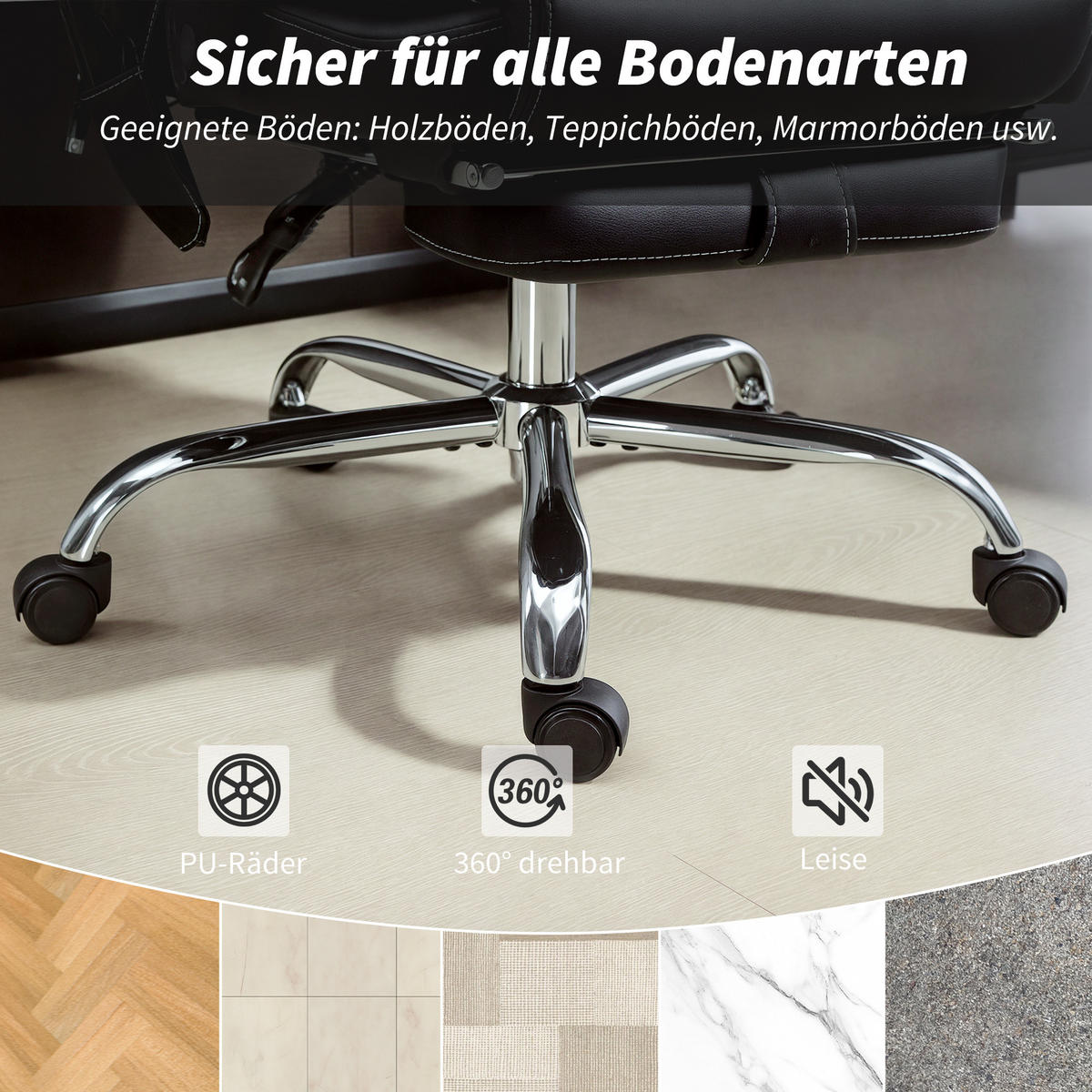 DREHSTUHL DE-05238 Ergonomisch, Massagefunktion & Fußstütze Schwarz - Schwarz, Metall (67/119/72cm) - ComfortXL