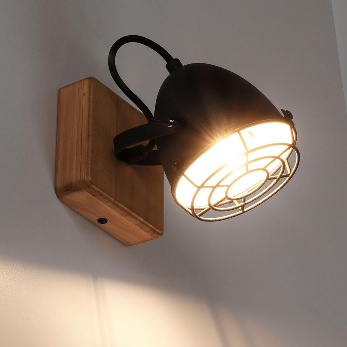 LED WANDLEUCHTE Holz Schwarz - Schwarz, Holz (20/20/11.5cm)