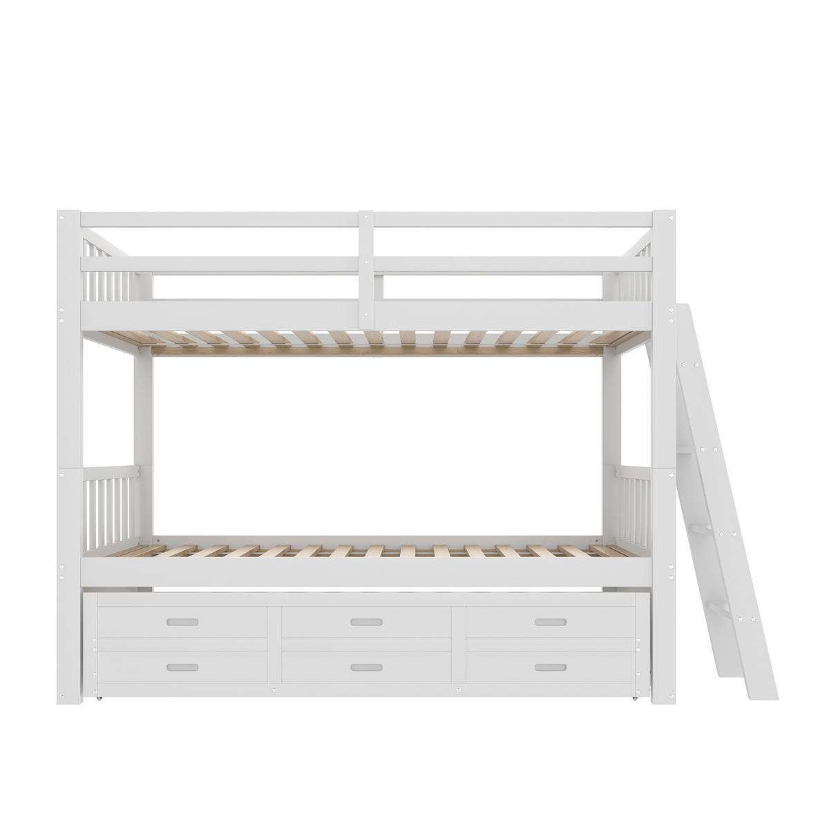 ETAGENBETT 90/200 cm aus Kiefern und MDF mit Ausziehbett und 3 Schubladen, Weiß - Weiß, Holzwerkstoff (90/200cm) - Redom